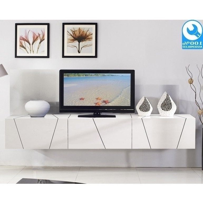 Adorra Floating Tv Cabinet In High Gloss White 2m | Buy Throughout Tv Stands With 2 Open Shelves 2 Drawers High Gloss Tv Unis (Gallery 14 of 20)
