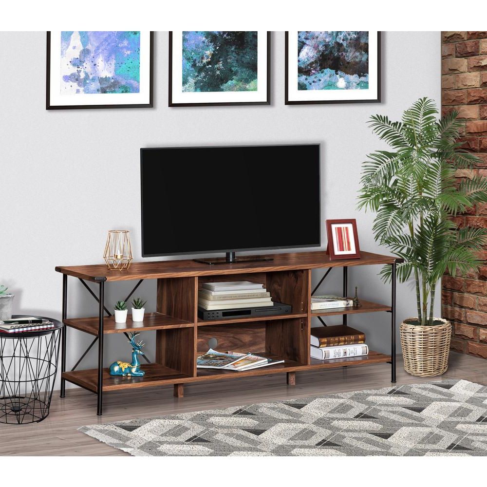 Agh Deco Brunei 65 In. Brown Composite Tv Stand Fits Tvs Inside Tv Stands With Cable Management For Tvs Up To 55" (Gallery 7 of 20)