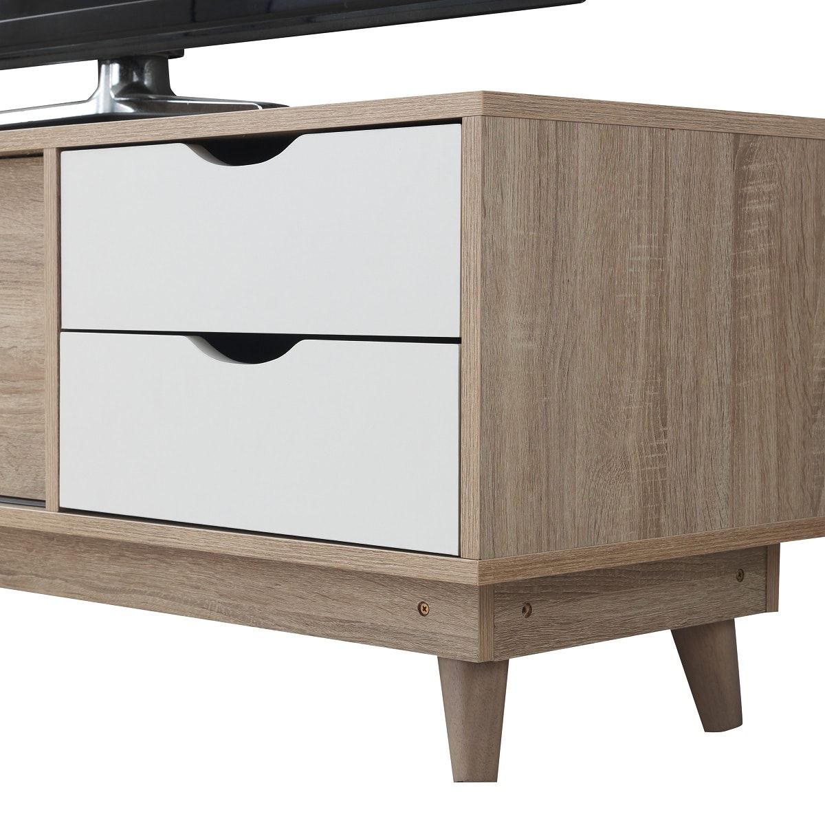 Alford Scandinavian Tv Unit Sonoma Oak & White – Y1 Furniture With Regard To Emmett Sonoma Tv Stands With Coffee Table With Metal Frame (Gallery 9 of 20)