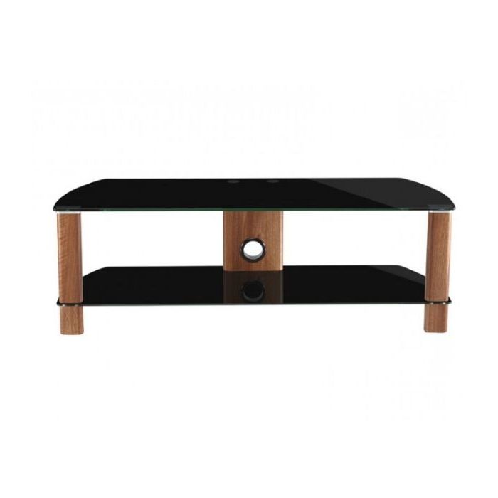 Alphason Century Adce1200 Blk Walnut And Black Glass Tv Stand In Milan Glass Tv Stands (View 17 of 20)