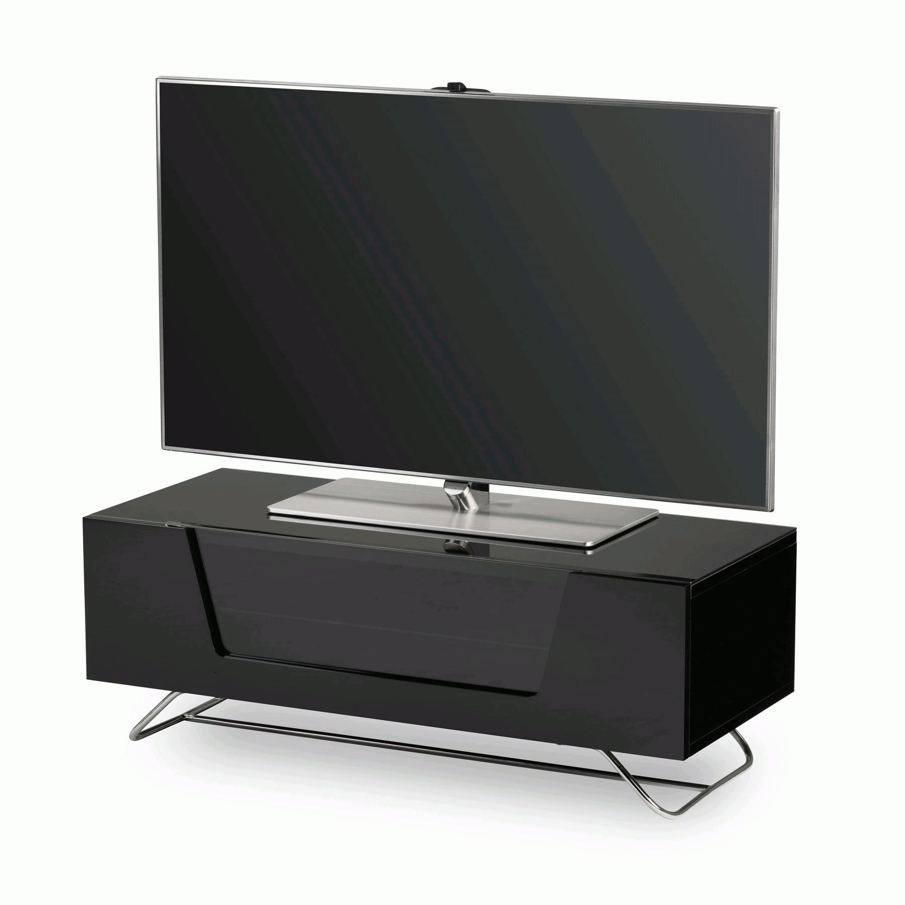 Alphason Chromium 2 100cm Black Tv Stand For Up To 50" Tvs For Tv Stands For Tvs Up To 50" (Gallery 18 of 20)