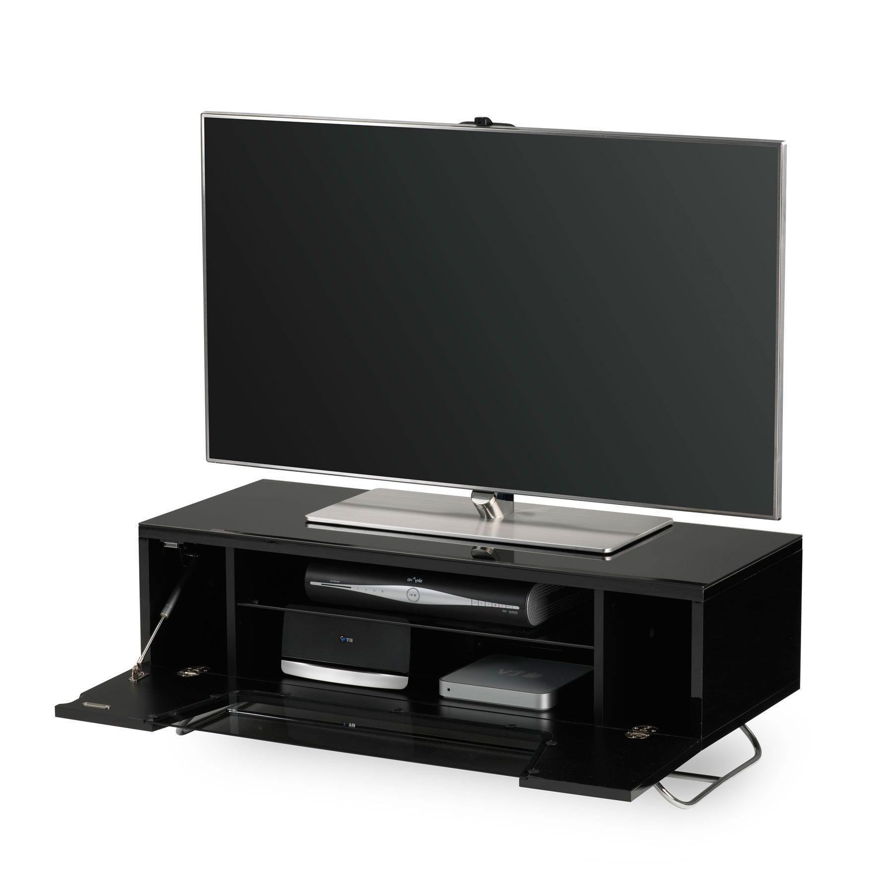 Alphason Chromium 2 100cm Black Tv Stand For Up To 50" Tvs In Mclelland Tv Stands For Tvs Up To 50" (View 14 of 20)