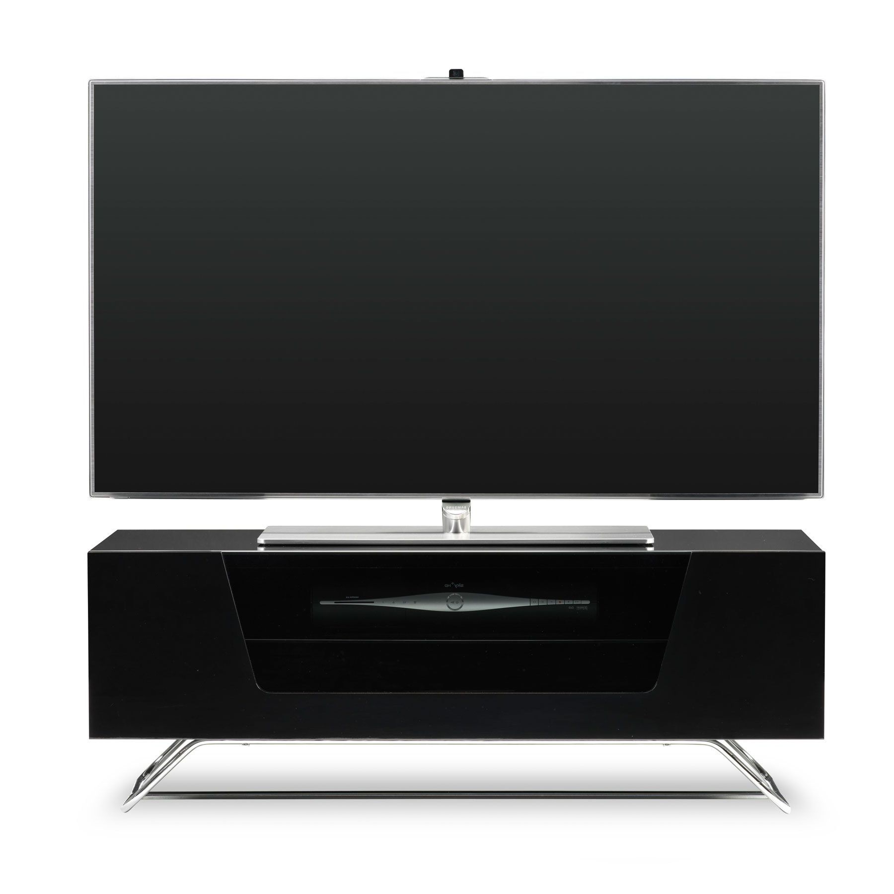 Alphason Chromium 2 100cm Black Tv Stand For Up To 50" Tvs Within Allegra Tv Stands For Tvs Up To 50&quot; (Gallery 20 of 20)