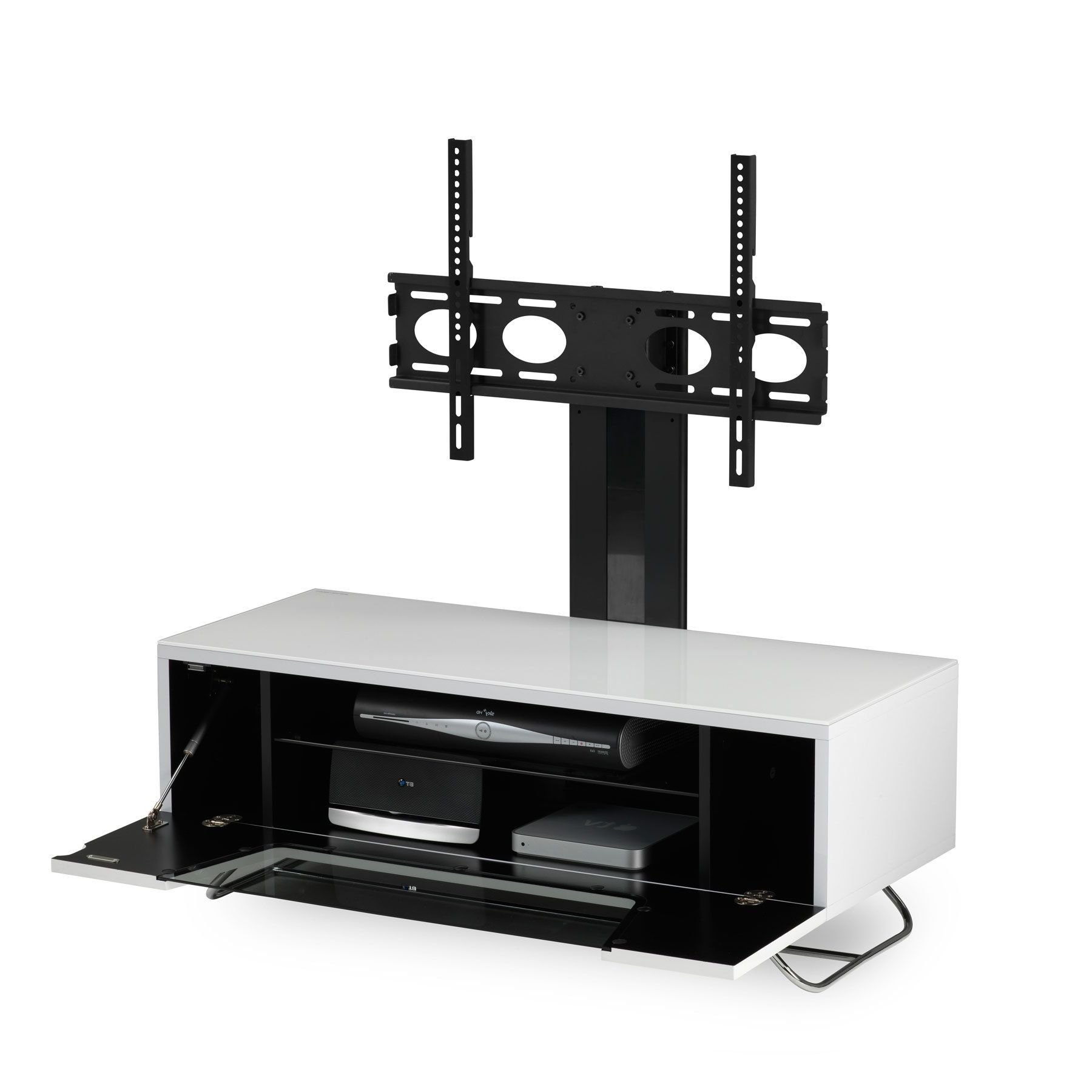 Alphason Chromium 2 100cm White Tv Stand For Up To 50" Tvs Regarding Tv Stands For Tvs Up To 50" (View 12 of 20)