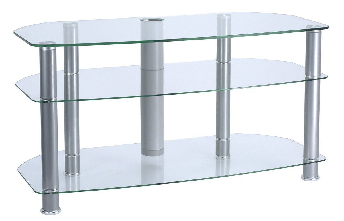 Alphason Clear Glass Tv Stand For Up To 42" Tvs With Glass Shelves Tv Stands For Tvs Up To 50" (Gallery 20 of 20)