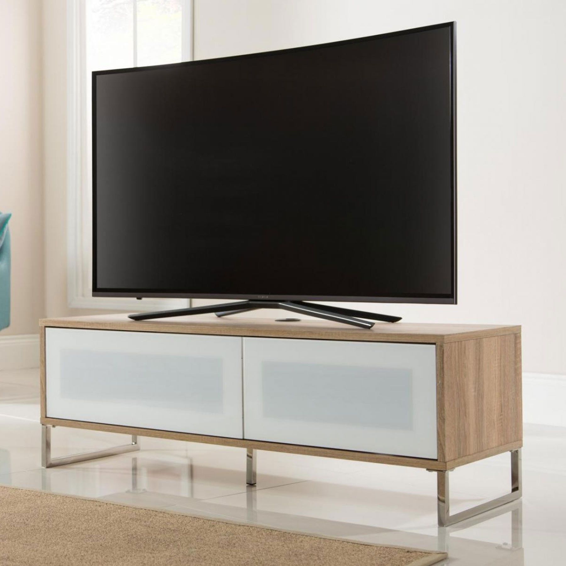 Alphason Helium 120cm Oak Tv Stand For Up To 50" Tvs Inside Tv Stands For Tvs Up To 50&quot; (Gallery 7 of 20)