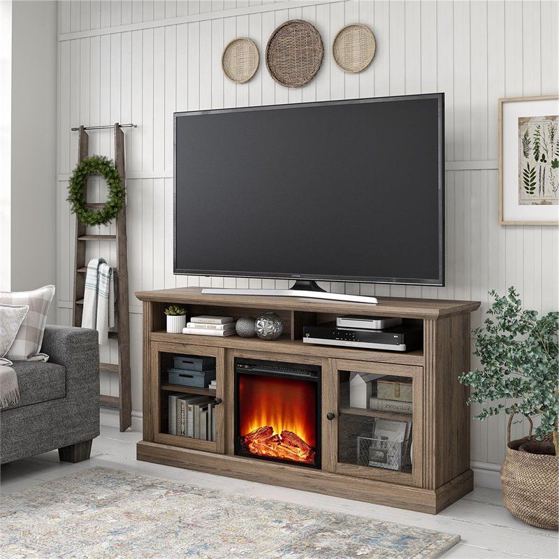 Ameriwood Home Chicago Fireplace Tv Stand Up To 65" In Intended For Ameriwood Home Rhea Tv Stands For Tvs Up To 70&quot; In Black Oak (Gallery 11 of 20)