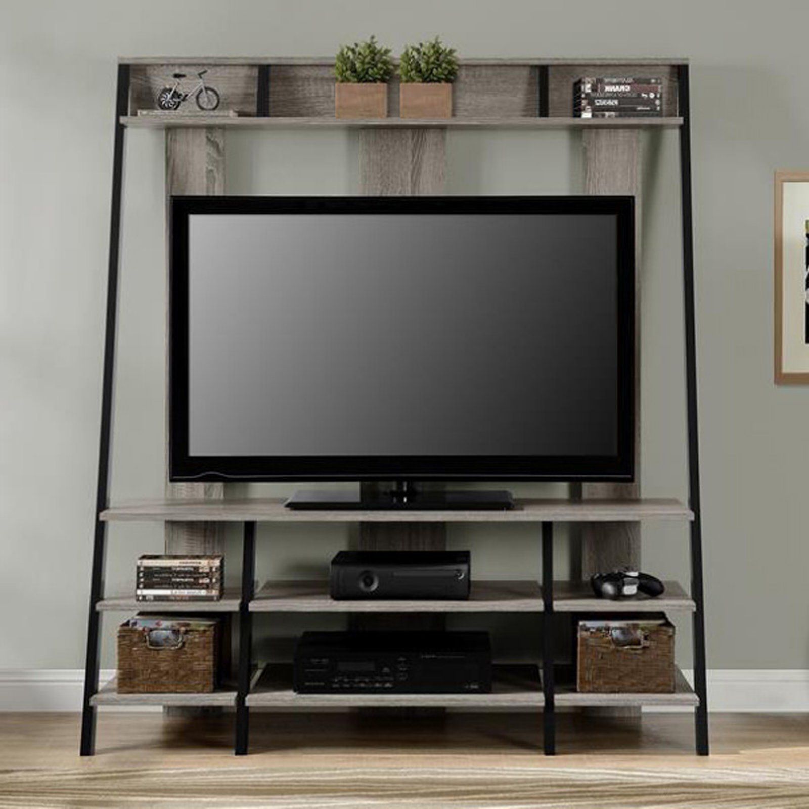 Ameriwood Home Dunnington Ladder Style Home Entertainment With Tiva Oak Ladder Tv Stands (View 4 of 20)