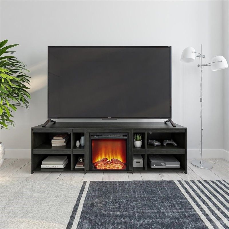 Ameriwood Home Miles Fireplace Tv Stand Up To 70" In Black Pertaining To Mainor Tv Stands For Tvs Up To 70&quot; (Gallery 20 of 20)