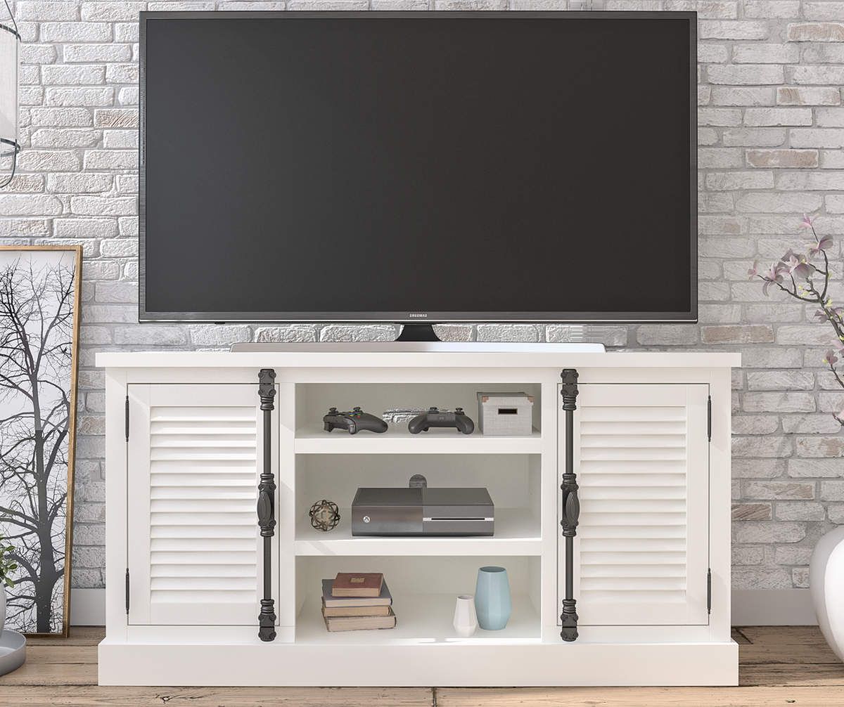 Ameriwood Lancaster White Shutter Tv Stand – Big Lots Intended For Lancaster Large Tv Stands (View 11 of 20)