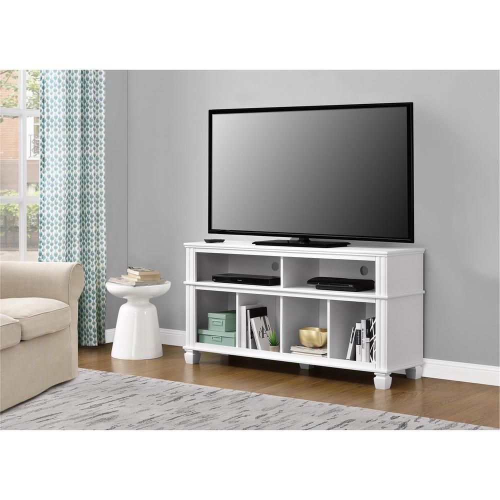 Ameriwood Woodcrest White 55 In. Tv Stand 1820096com – The In Anya Wide Tv Stands (Gallery 12 of 20)