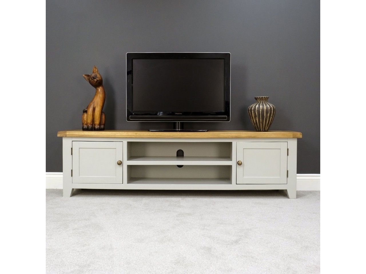 Arklow Grey Oak 180cm Extra Large Tv Unit | Tv Stand | Tv Throughout Dillon Oak Extra Wide Tv Stands (Gallery 5 of 20)