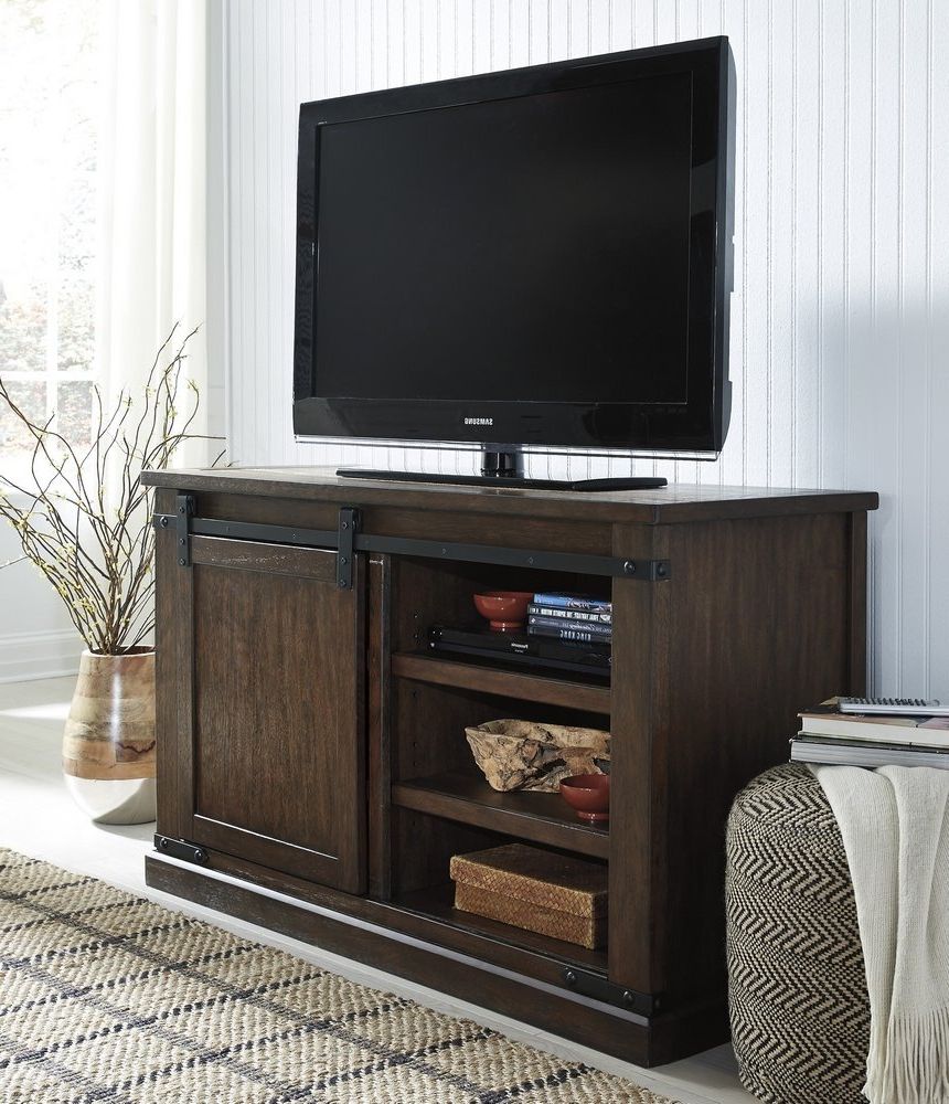 Ashley Furniture W562 28 Signature Design Budmore Tv Stand For Industrial Tv Stands With Metal Legs Rustic Brown (Gallery 8 of 20)