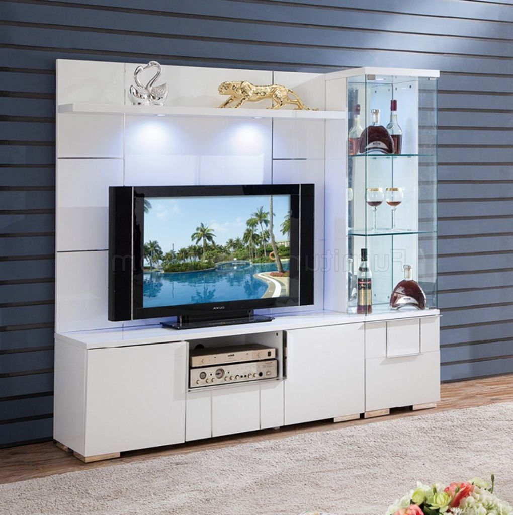 Av291 55 Tv Stand In White High Glosspantek W/options Within Tv Stands With 2 Open Shelves 2 Drawers High Gloss Tv Unis (View 4 of 20)