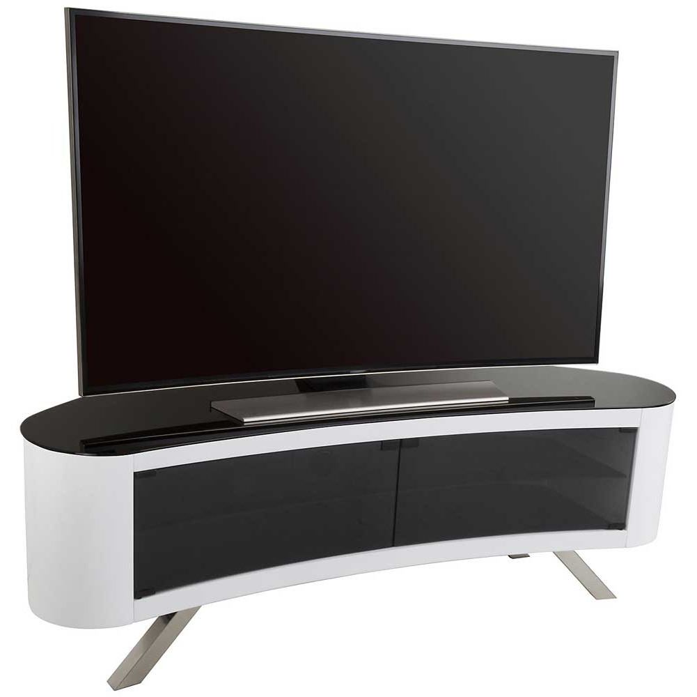 Avf Bay Curved Tv Stand In White In Carbon Tv Unit Stands (Gallery 18 of 20)