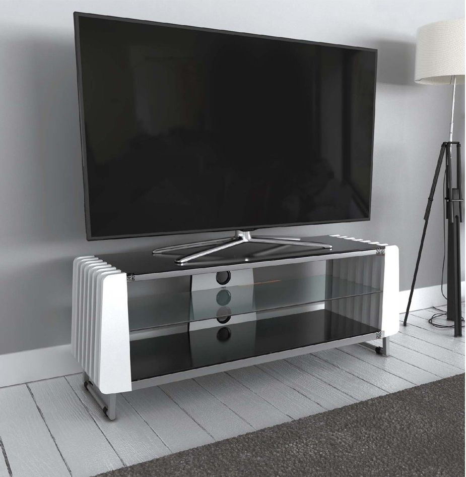 Avf Grv1250a White Options Groove Tv Stand For Up To 55 Within Sahika Tv Stands For Tvs Up To 55" (Gallery 10 of 20)