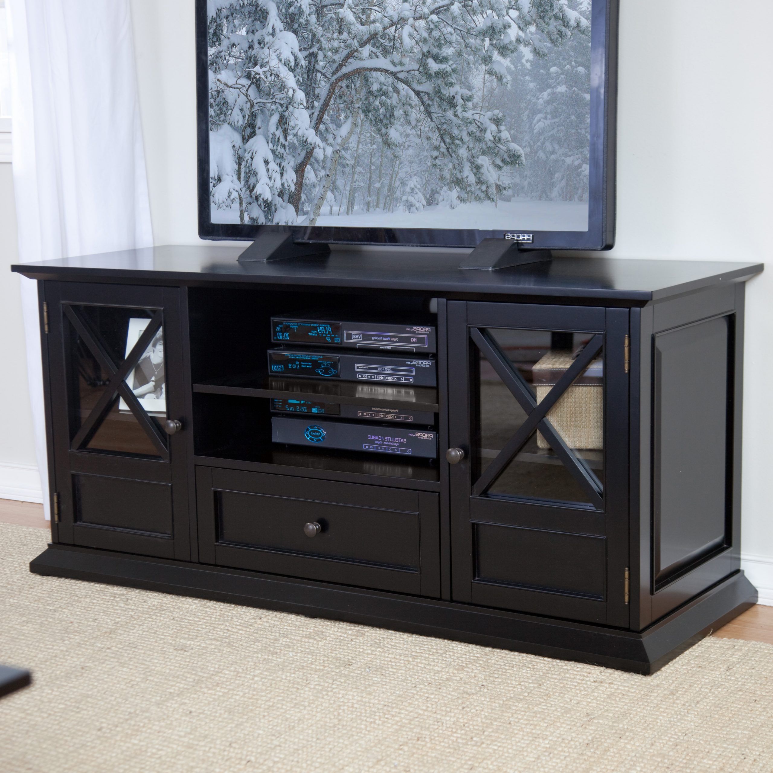 Belham Living Hampton 55 Inch Tv Stand – Black At Hayneedle Intended For Greenwich Wide Tv Stands (View 4 of 20)