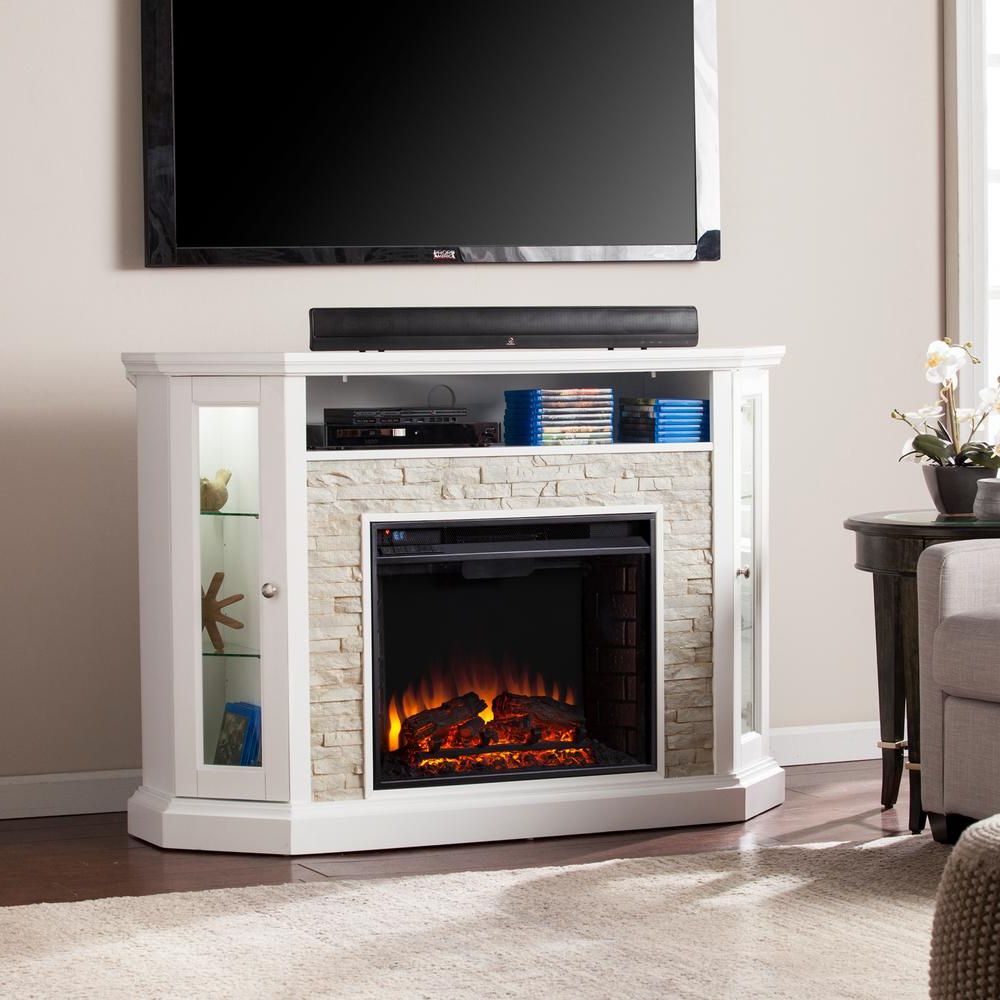 Bellingham 52.25 In. W Corner Convertible Media Electric Pertaining To Electric Fireplace Tv Stands With Shelf (Gallery 20 of 20)