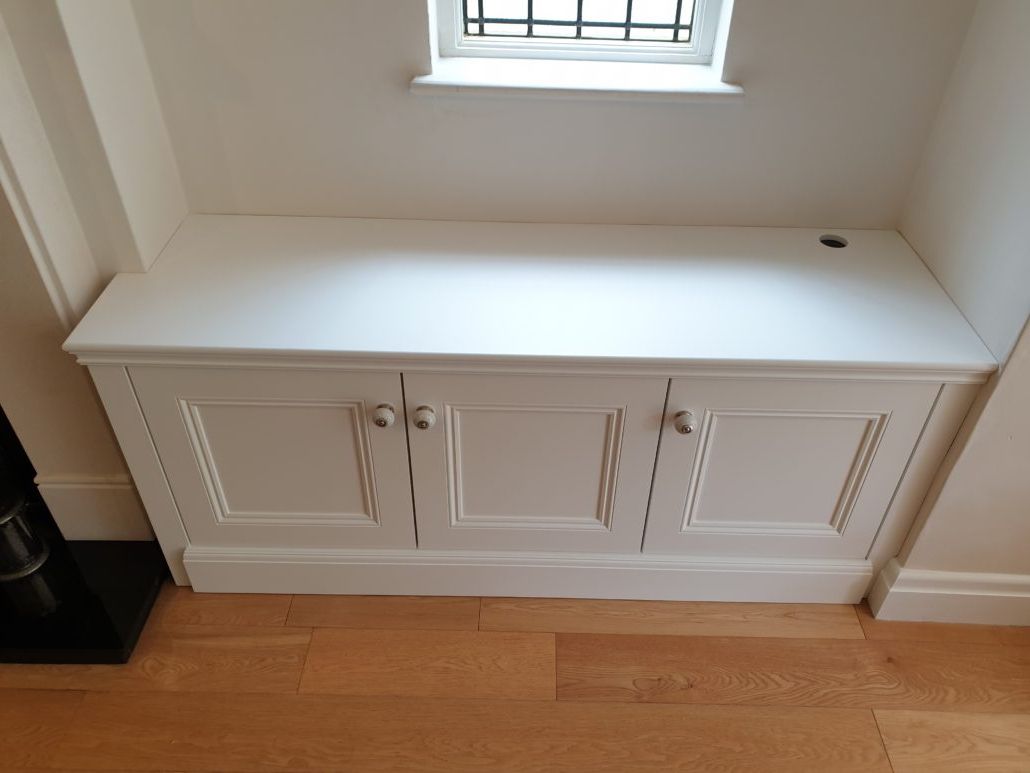 Bespoke Alcove Tv Cabinet In A Spray Painted Finish With Pertaining To Greenwich Corner Tv Stands (View 5 of 20)