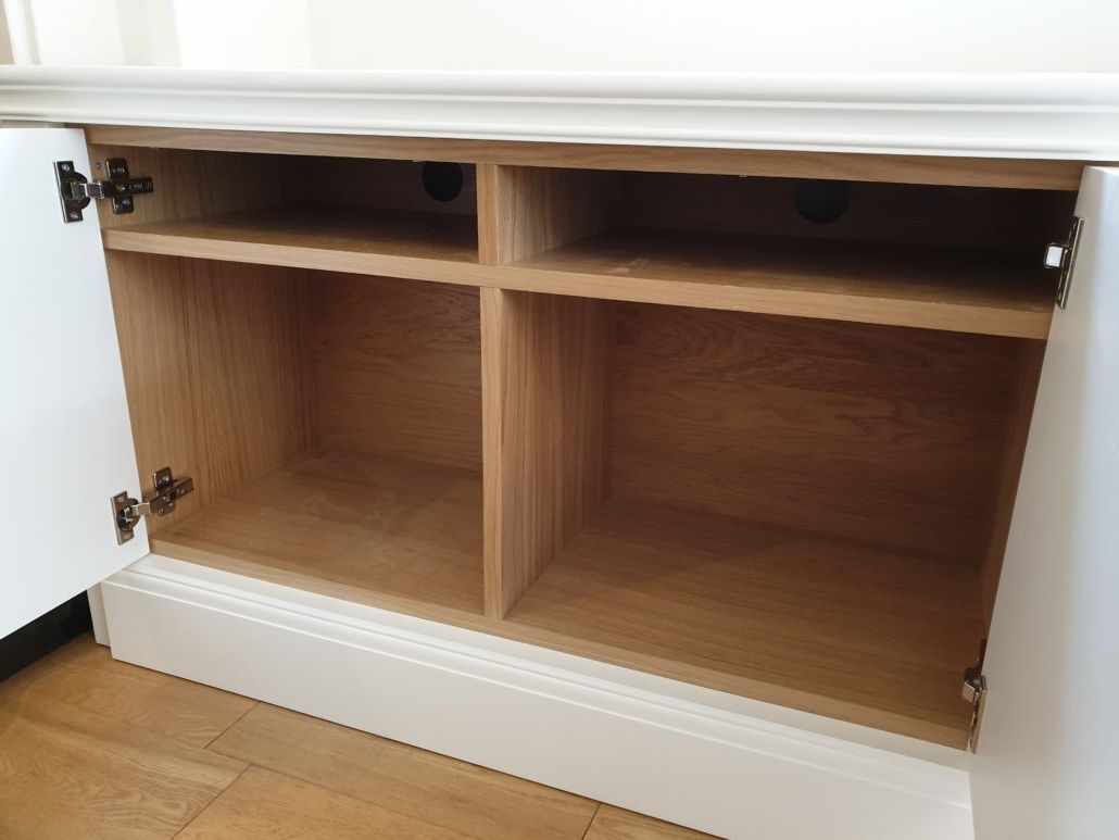 Bespoke Alcove Tv Cabinet In A Spray Painted Finish With Throughout Greenwich Corner Tv Stands (Gallery 3 of 20)