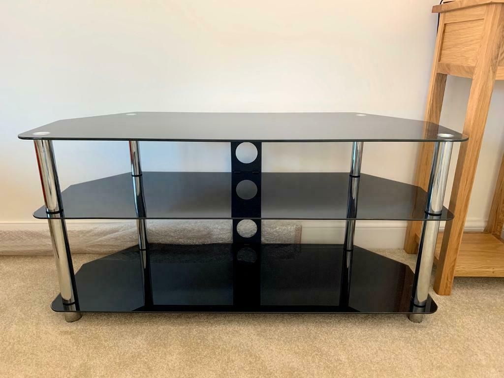Black Glass Corner Tv Stand Up To 50 Inch | In Basingstoke Regarding Caleah Tv Stands For Tvs Up To 50&quot; (Gallery 19 of 20)