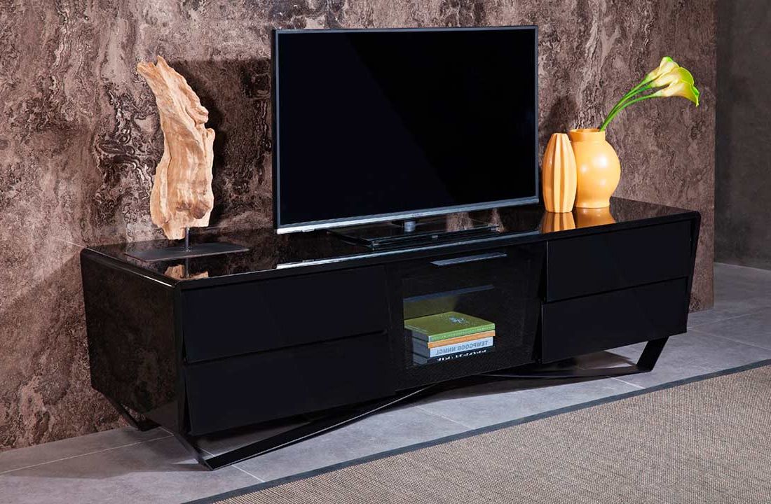 Black High Gloss Tv Stand Vg 103 | Tv Stands Pertaining To Modern 2 Glass Door Corner Tv Stands (Gallery 19 of 20)