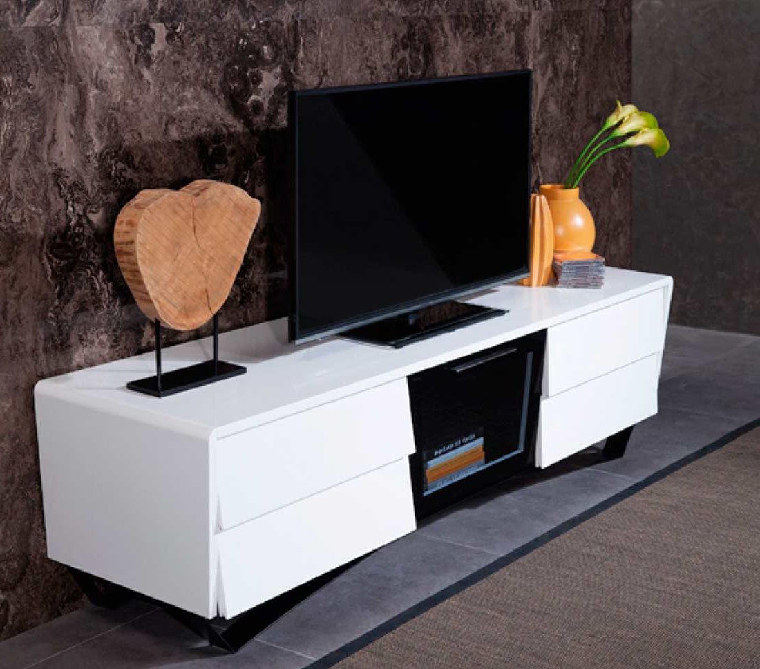 Black High Gloss Tv Stand Vg 103 | Tv Stands Within Modern Black Tabletop Tv Stands (Gallery 11 of 20)