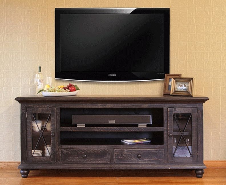 Black Tv Stand, Vintage Black Tv Stand, Black Media Tv Stand Intended For Fireplace Media Console Tv Stands With Weathered Finish (View 13 of 20)