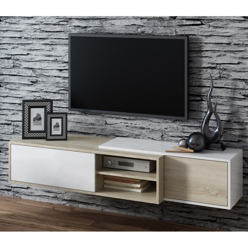 Bmf Sigma 1d Tv Stand 180cm Wide Sonoma Oak Wood Effect With Regard To Bromley White Wide Tv Stands (Gallery 5 of 20)