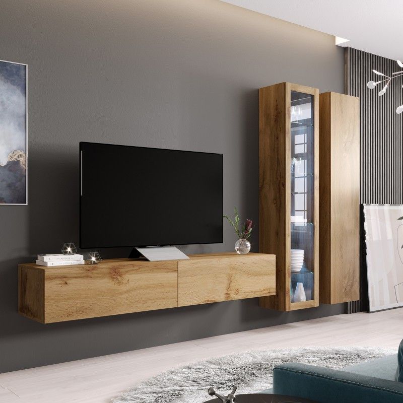 Bmf Vigo Wotan Wall Unit 3 Floating Tv Stand Display With Regard To Carbon Tv Unit Stands (View 10 of 20)