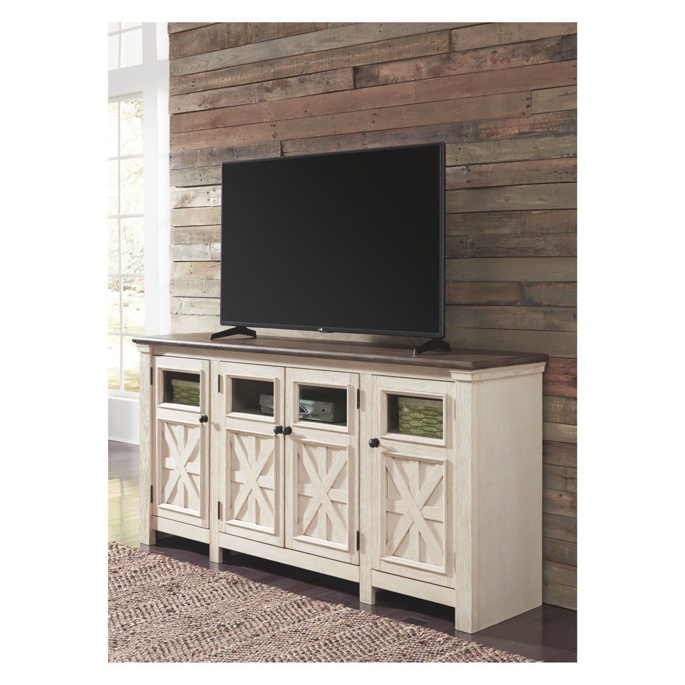 Bolanburg Extra Large Tv Stand Brown/white – Signature Intended For Chromium Extra Wide Tv Unit Stands (View 2 of 20)