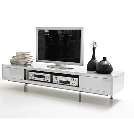 Brisbane Lcd Tv Stand In White High Gloss Finish With 2 Regarding Tv Stands With 2 Open Shelves 2 Drawers High Gloss Tv Unis (Gallery 5 of 20)