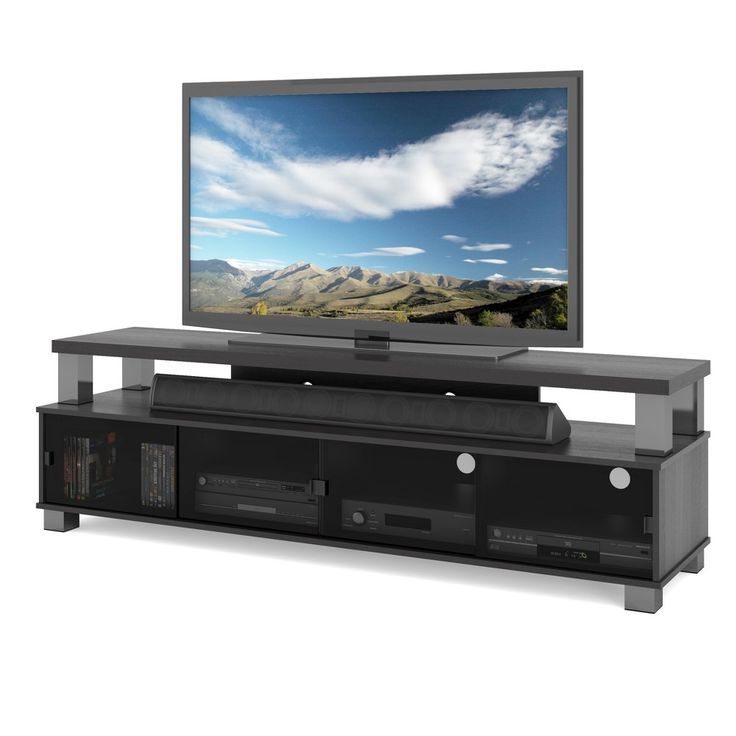 Bromley 2 Tier Ravenwood Tv Stand For Tvs Up To 80" Black With Bromley Black Wide Tv Stands (Gallery 19 of 20)