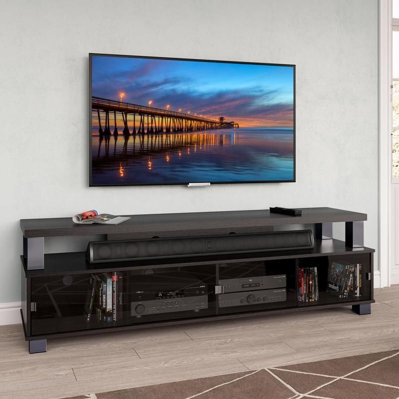 Bromley 75" Tv Stand In 2020 | Tempered Glass Door, Tv With Bromley Grey Tv Stands (View 18 of 20)