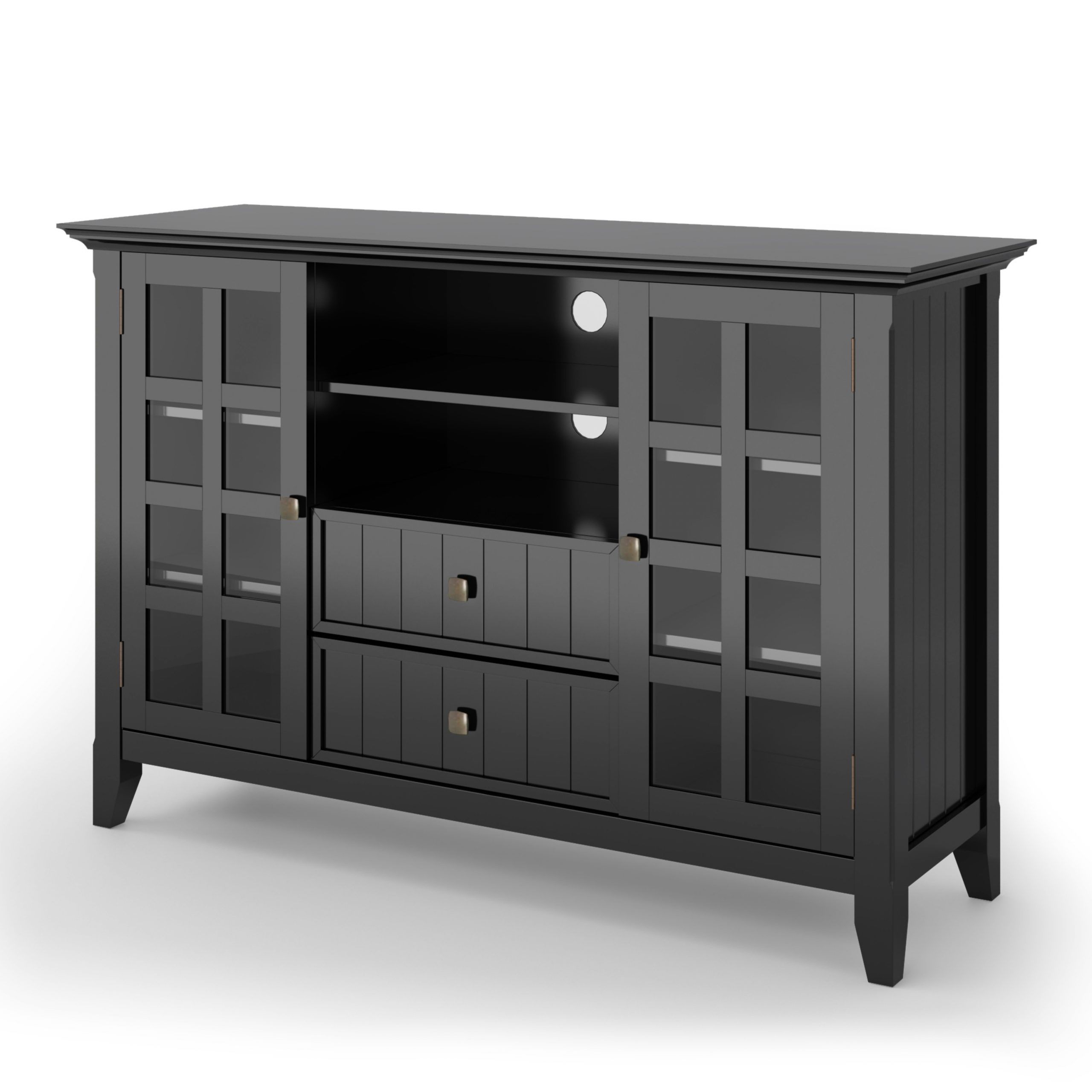 Brooklyn + Max Brunswick Solid Wood 53 Inch Wide Rustic Tv With Bromley Black Wide Tv Stands (View 9 of 20)