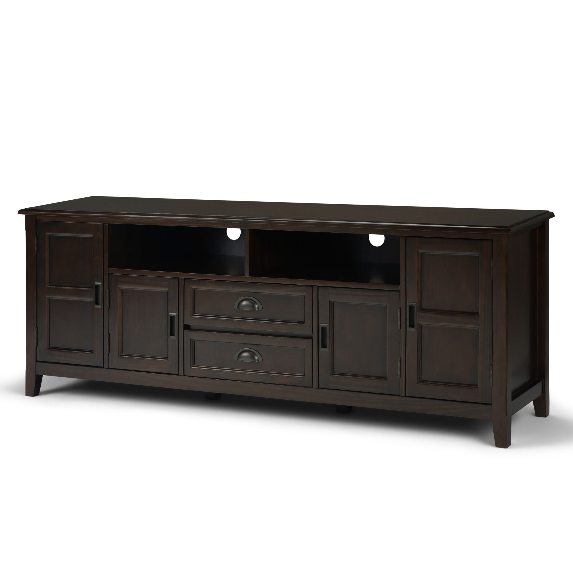 Burlington Solid Wood 72 Inch Wide Traditional Tv Media Pertaining To Anya Wide Tv Stands (View 11 of 20)