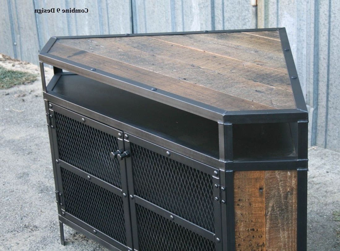 Buy A Custom Vintage Industrial Tv Stand – Corner Unit Intended For Exhibit Corner Tv Stands (Gallery 20 of 20)
