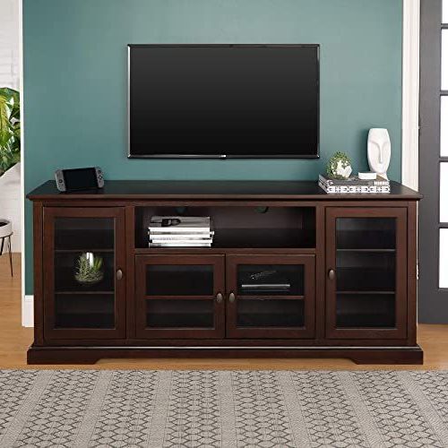 Buy Walker Edison Furniture Company Traditional Wood Glass With Regard To Alden Design Wooden Tv Stands With Storage Cabinet Espresso (View 7 of 20)