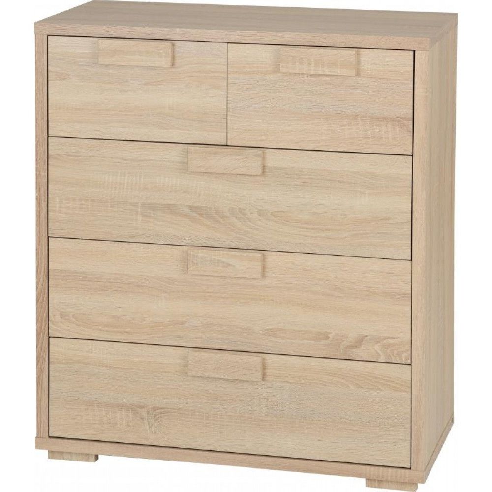 Cambourne 3 + 2 = 5 Drawer Chest In Sonoma Oak Effect Veneer For Cambourne Tv Stands (View 18 of 20)