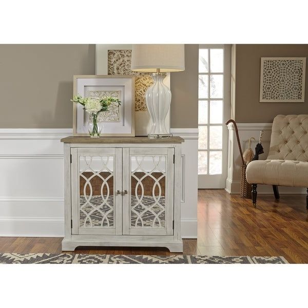 Camille Antique White 2 Door Mirrored Accent Cabinet – On Intended For Martin Svensson Home Elegant Tv Stands In Multiple Finishes (Gallery 20 of 20)