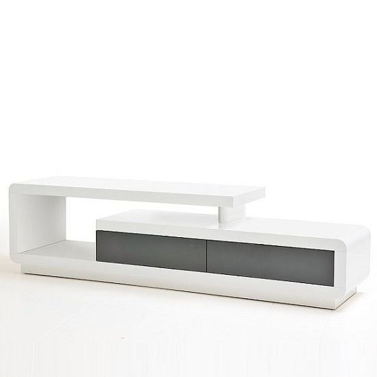 Celia High Gloss Plasma Tv Stand With 2 Drawer In White And In Tv Stands With 2 Open Shelves 2 Drawers High Gloss Tv Unis (View 18 of 20)