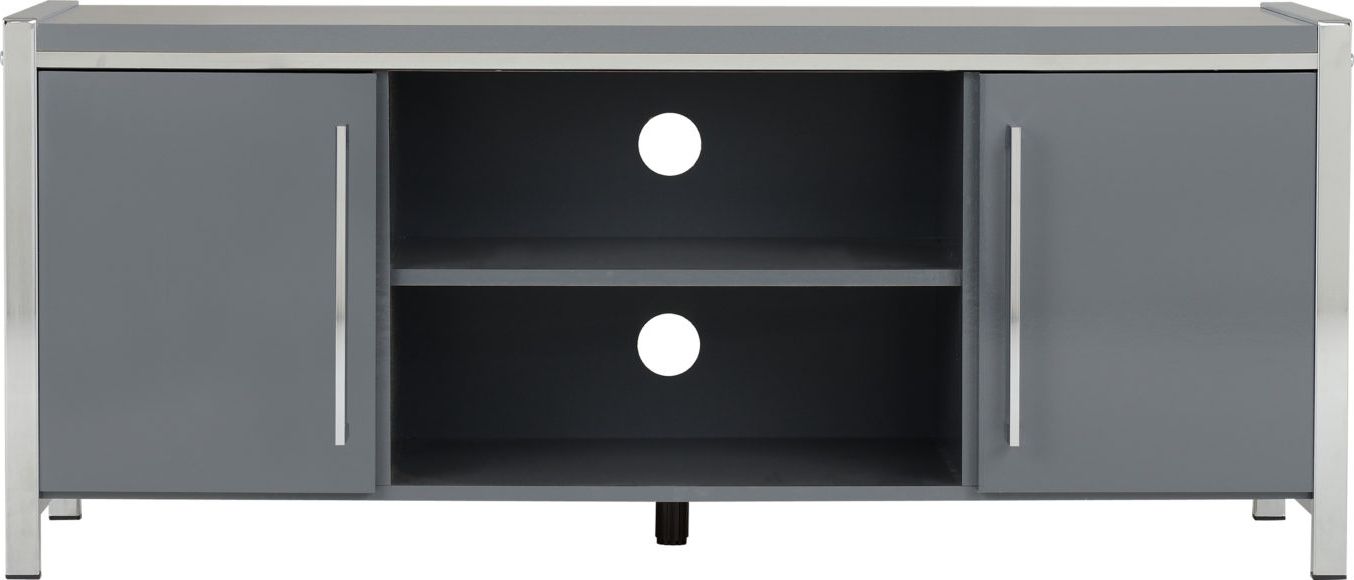 Charisma 2 Door Tv Unit – Grey Gloss/chrome With Regard To Charisma Tv Stands (Gallery 17 of 20)