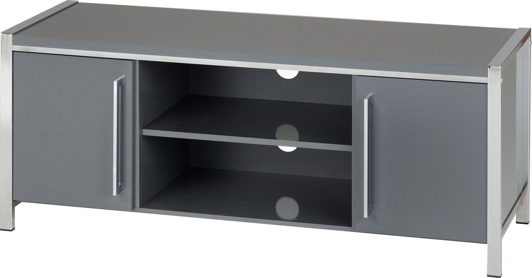 Charisma 2 Door Tv Unit In Grey Gloss/chrome – Flanagans Pertaining To Charisma Tv Stands (Gallery 3 of 20)