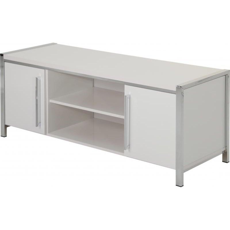 Charisma 2 Door Tv Unit In White Gloss/chrome Brixton Beds Pertaining To Charisma Tv Stands (View 6 of 20)