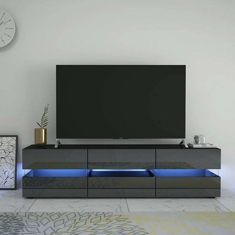 China 18 Years Factory Modern Design Industrial Tv Stand For Zimtown Modern Tv Stands High Gloss Media Console Cabinet With Led Shelf And Drawers (Gallery 14 of 20)