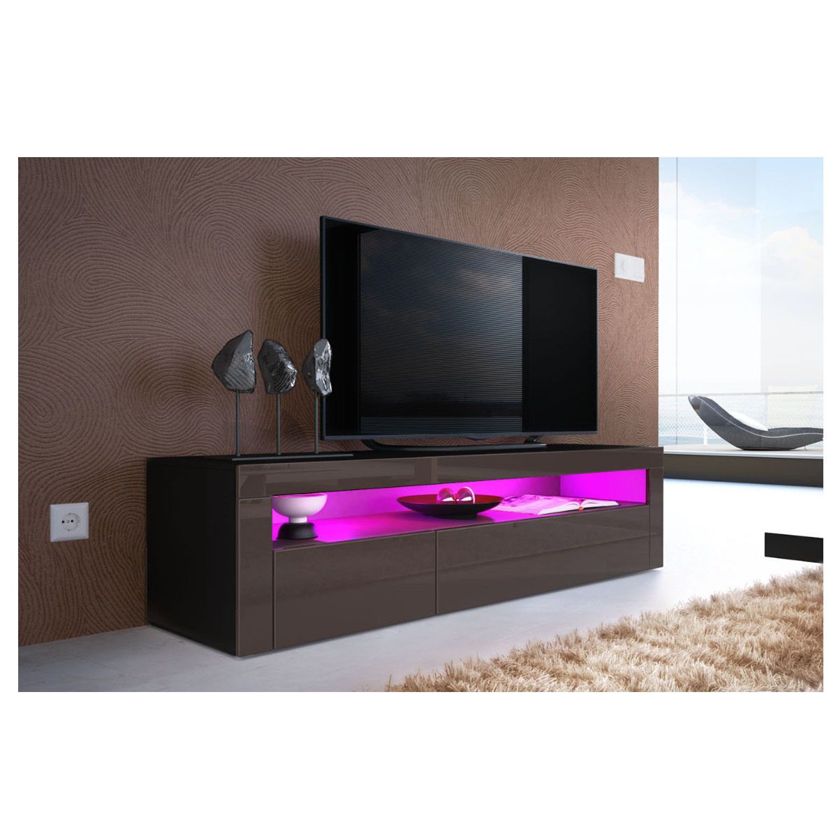 China High Gloss Uv Black Led Light Sideboard Tv Unit In Polar Led Tv Stands (View 13 of 20)