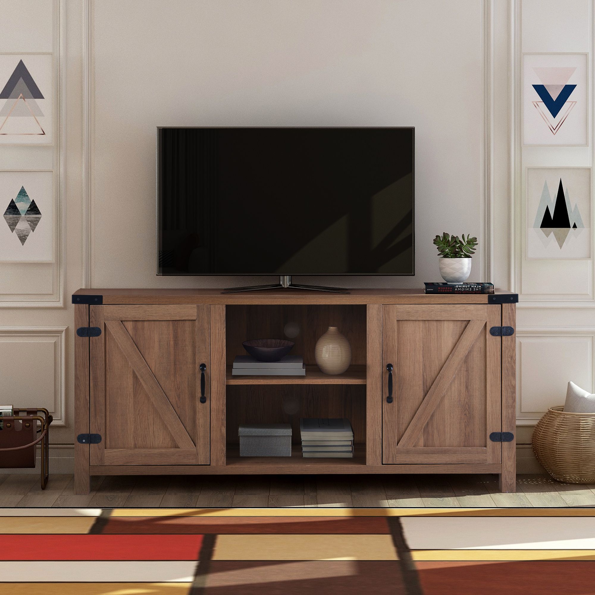 Clearance! Modern Tv Stand Cabinet, Farmhouse Tv Stand For Regarding Karon Tv Stands For Tvs Up To 65" (View 5 of 20)