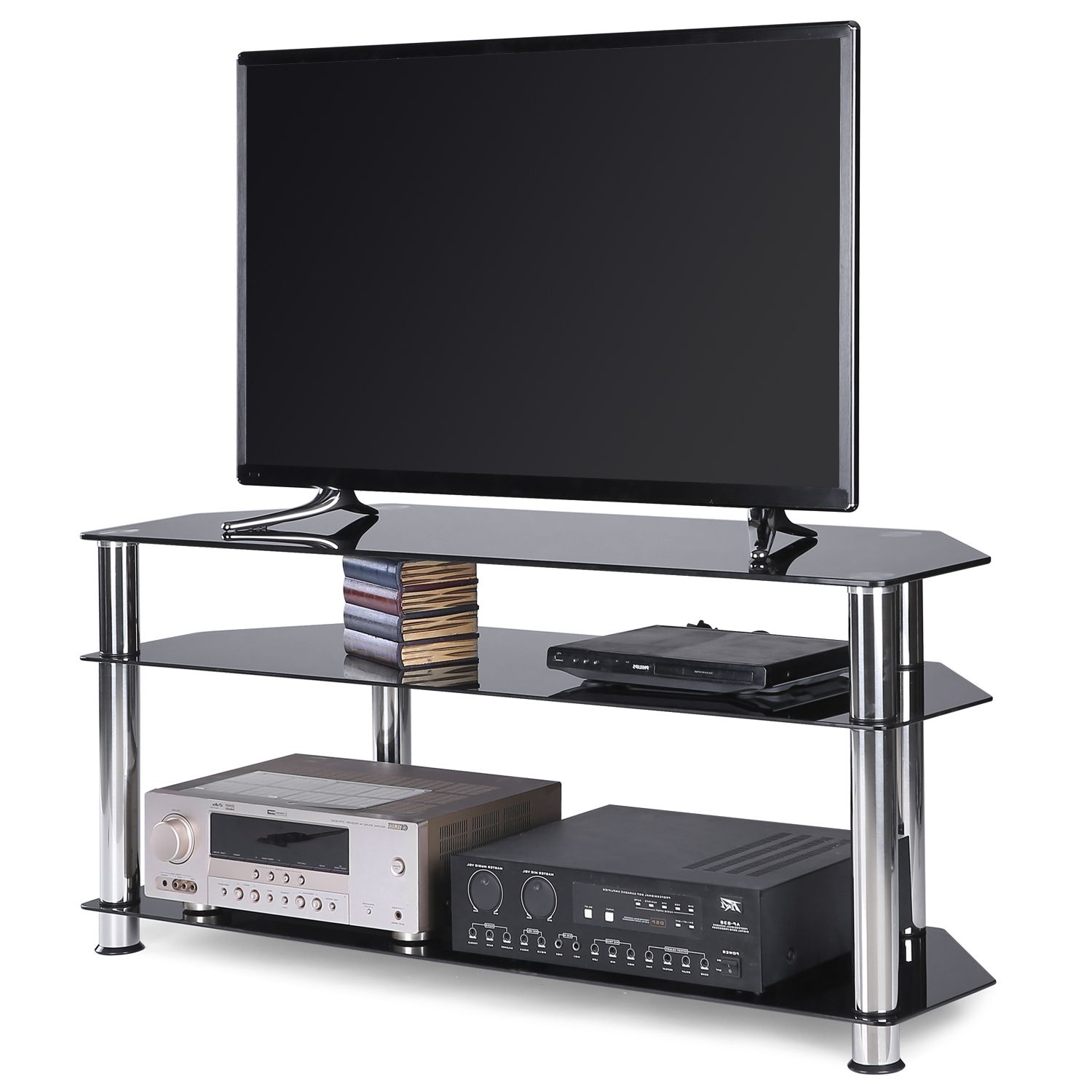 Contemporary Black Corner Glass Tv Stand For Tvs Up To 55 With Regard To Sahika Tv Stands For Tvs Up To 55" (View 5 of 20)