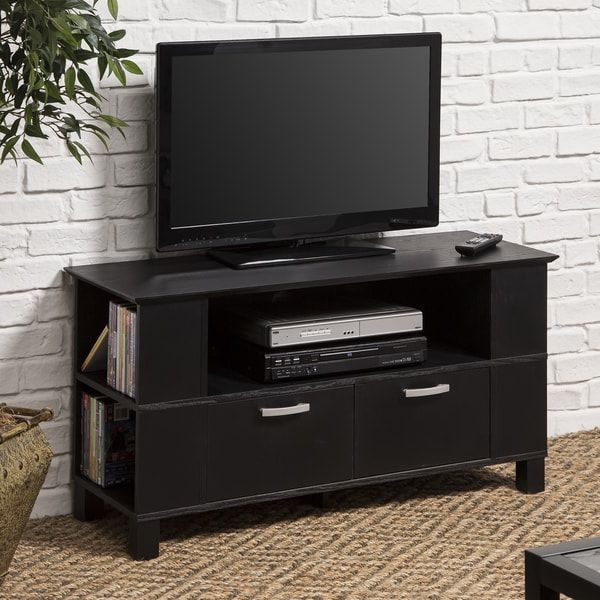 Contemporary Black Wood 44 Inch Tv Stand Inside Modern Black Tabletop Tv Stands (Gallery 12 of 20)