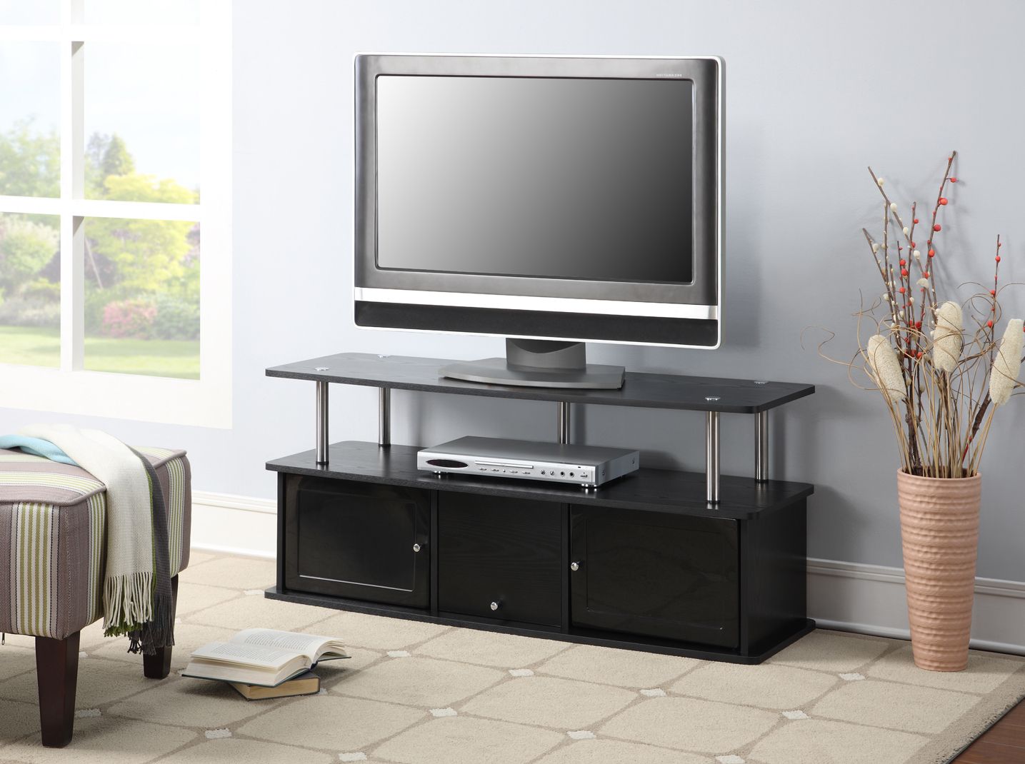 Convenience Concepts Designs2go Cherry Tv Stand With 3 Intended For Caleah Tv Stands For Tvs Up To 50" (Gallery 2 of 20)